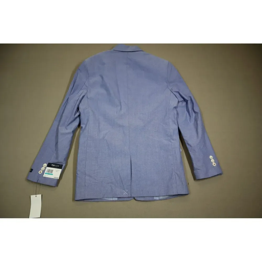 Tommy Hilfiger Big Boys Blue Stretch Oxford Jacket with Pinstripe Lining Size 16